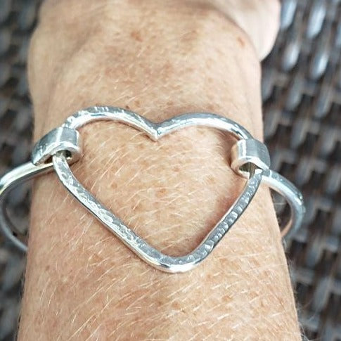 Sterling Silver Bracelet with Heart Clasp - South Florida Boho Boutique