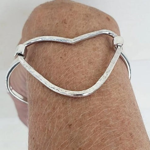 Sterling Silver Bracelet with Heart Clasp - South Florida Boho Boutique