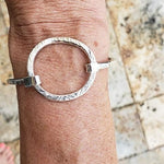Sterling Silver Hammered Bracelet with Ring clasp - South Florida Boho Boutique