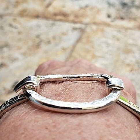 Sterling Silver Hammered Bracelet with Ring clasp - South Florida Boho Boutique