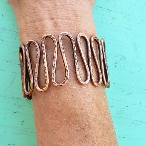 Copper Bracelet Cuff - Snake Style
