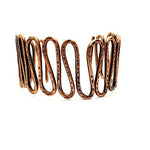 Copper Bracelet Cuff Tarnished - Wave Design