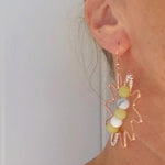 Sun Earrings With Gemstones Hammered Style-Copper - South Florida Boho Boutique