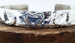 Sterling Silver Cuff Hammered Style - With Hearts