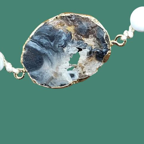 Yellow Peridot/White Howlite Beads String Bracele