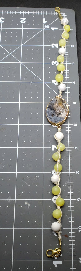 Yellow Peridot/White Howlite Beads String Bracele
