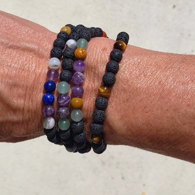 Lava Stone Chakra Bracelet – Amethyst, Lapis & Energy Variants
