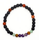 Lava Stone Diffuser Stretch Band With Mixed Natural Gemstones - South Florida Boho Boutique