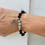 Lava Stone-Amazonite Diffuser BraceletCopper-Lotus Charm-Yoga Beads