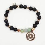 Lava Stone-Amazonite Diffuser Stretch Band Copper-Lotus Charm-Yoga Beads