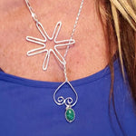 Star-Heart Pendant Lariat With Malachite-Sterling Silver