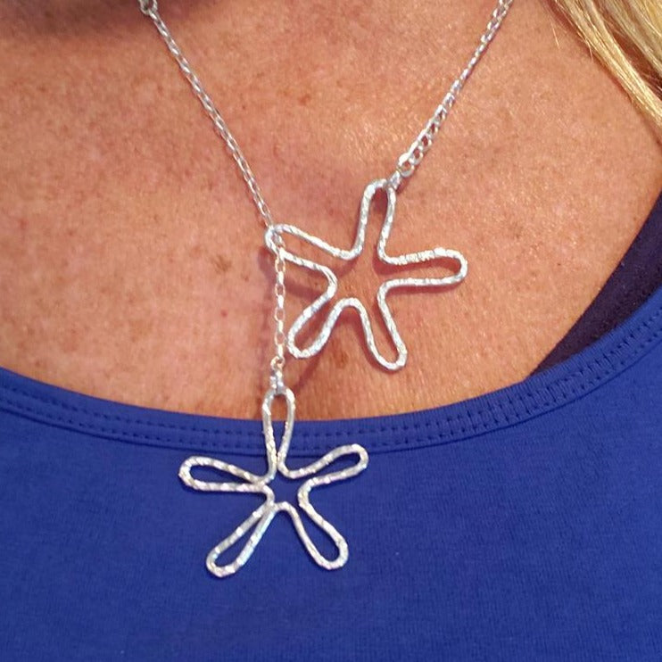Flower Pedal Pendant Lariat-Sterling Silver