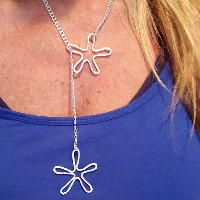 Flower Pedal Pendant Lariat-Sterling Silver