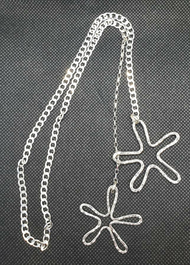 Flower Pedal Pendant Lariat-Sterling Silver