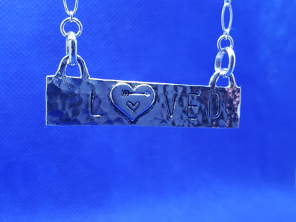Stamped And Hammered Tag Necklace - Sterling Silver