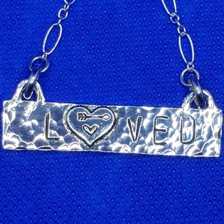 Stamped And Hammered Tag Necklace - Sterling Silver - South Florida Boho Boutique