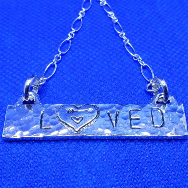 Stamped And Hammered Tag Necklace - Sterling Silver