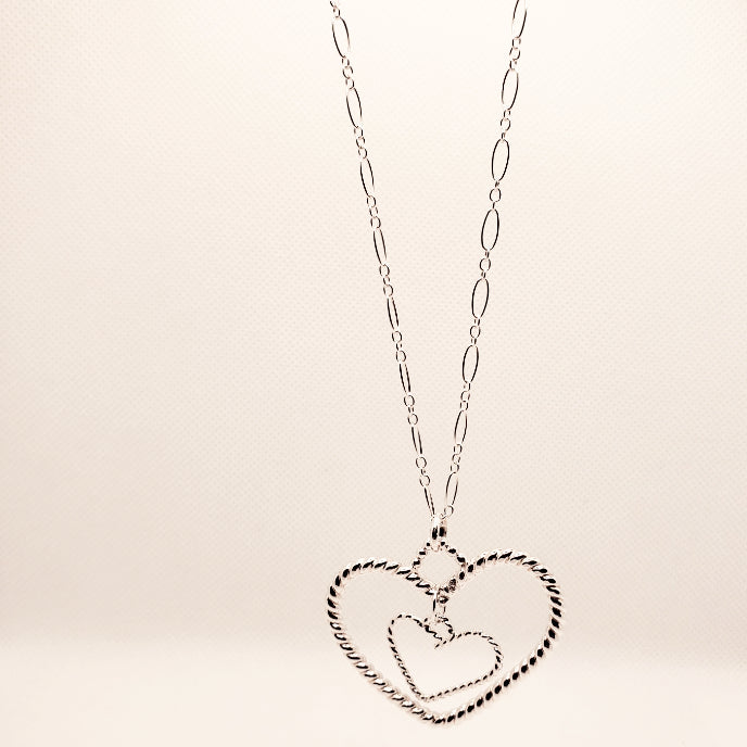 Sterling Silver Dangling Heart Pendant With Wire - Interchangeable Chain - South Florida Boho Boutique