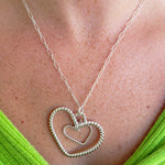 Sterling Silver Dangling Heart Pendant With Wire - Interchangeable Chain
