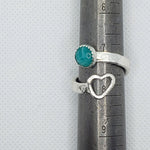 Sterling Silver Ring Hammered Style with Virginia Amazonite And  Heart - Bypass Style