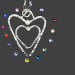 Sterling Silver Double Heart Pendant Necklace With Rhinestones Customizable