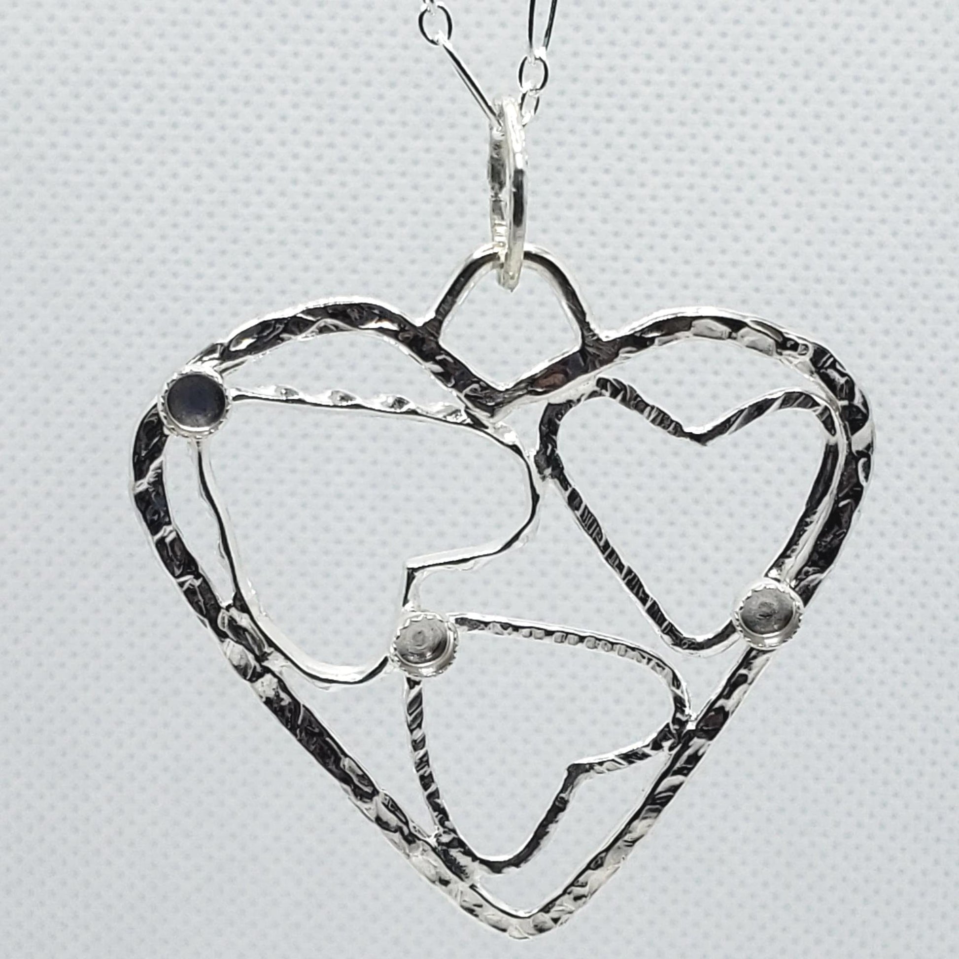 Sterling Silver Quadruple Heart Pendant Necklace with Customizable Swarovski Rhinestones