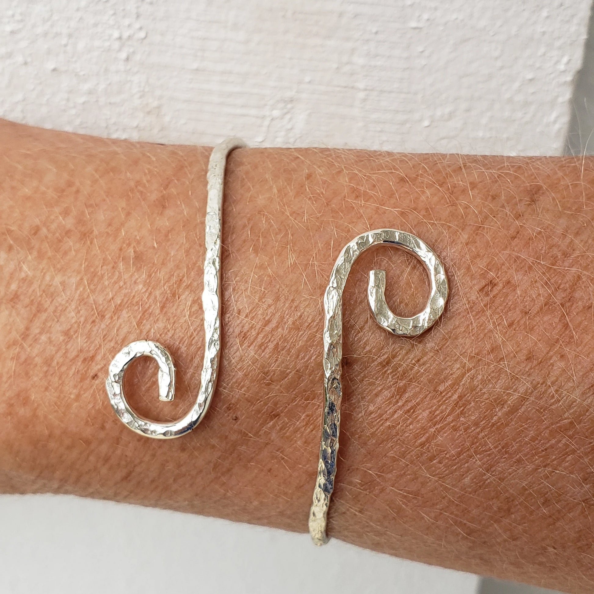 Adjustable Sterling Silver Swirl Bracelet Cuff - Boho Style