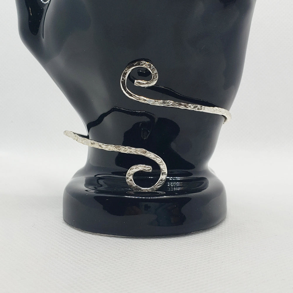 Adjustable Sterling Silver Swirl Bracelet Cuff - Boho Style