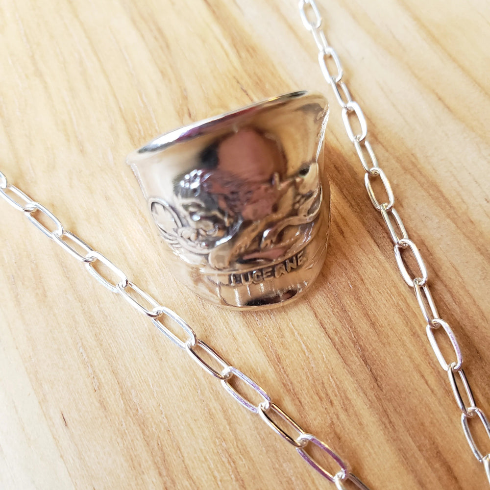 Vintage Sterling Silver Spoon Ring Rolex - Pendant Set