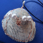 Large Cockle Shell Pendant-Glitter Coating Silver/Copper Tone Wire Wrapped & Encased-Beach Boho