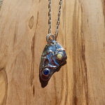Silver Boho Triangle Pendant With Rhinestones