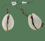 Cowrie Shell Ear Rings Wire Wrapped With Glass Bead - South Florida Boho Boutique