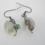 Cowrie Shell Ear Rings Wire Wrapped With Glass Bead - South Florida Boho Boutique