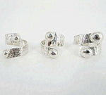Sterling Silver Hammered Texture Minimalist Ring With Silver Beads - Adjustable - South Florida Boho Boutique