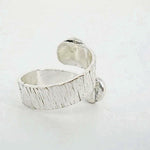Sterling Silver Hammered Texture Minimalist Ring With Silver Beads - Adjustable - South Florida Boho Boutique
