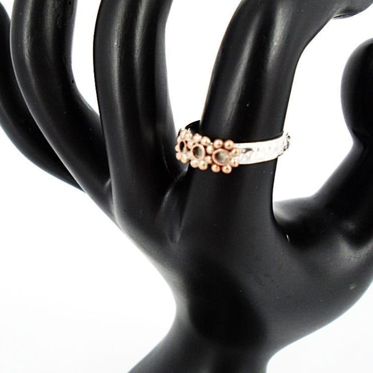 Sterling Silver Ring with Copper Daisy Pedal - South Florida Boho Boutique
