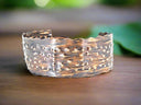 Copper Handmade Boho Bracelet Cuff Tarnished - Vintage Charm And Stamp Design