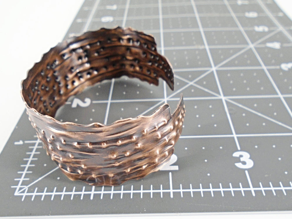 Copper Bracelet Cuff Tarnished And Stamp Design - South Florida Boho Boutique