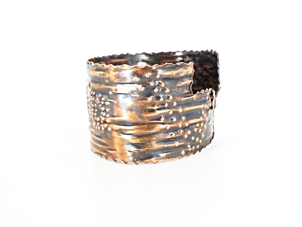 Copper Bracelet Cuff Tarnished And Stamp Design - South Florida Boho Boutique