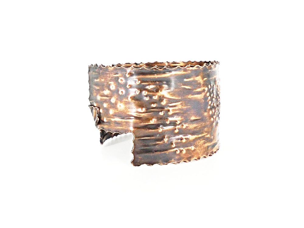 Copper Bracelet Cuff Tarnished And Stamp Design - South Florida Boho Boutique