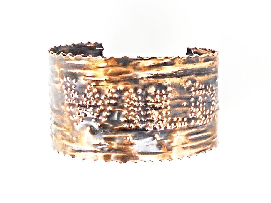 Copper Bracelet Cuff Tarnished And Stamp Design - South Florida Boho Boutique