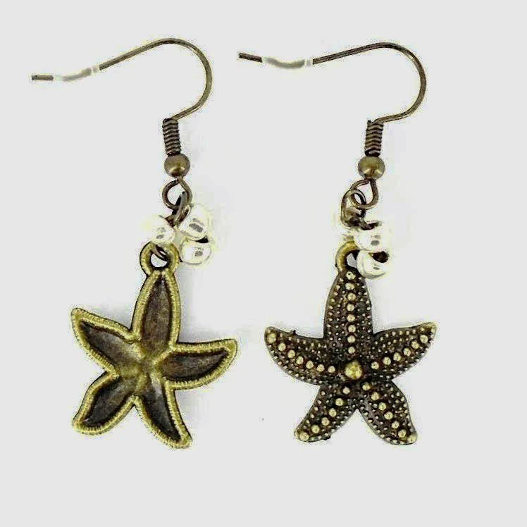 Vintage Color Starfish Earrings with Glass Beads - South Florida Boho Boutique