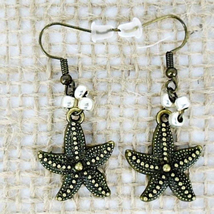Vintage Color Starfish Earrings with Glass Beads - South Florida Boho Boutique