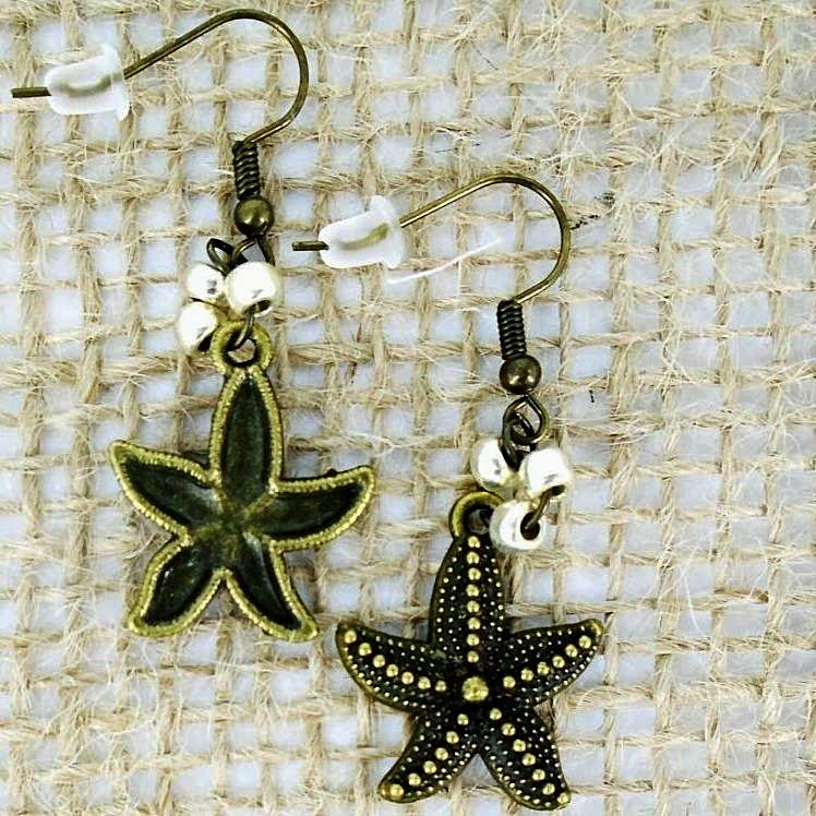 Vintage Color Starfish Earrings with Glass Beads - South Florida Boho Boutique