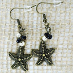 Vintage Color Starfish Earrings with Glass Beads