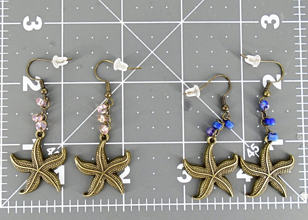 Starfish Earrings with Glass Beads - South Florida Boho Boutique