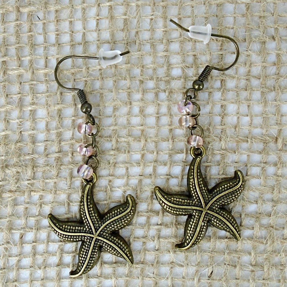 Starfish Earrings with Glass Beads