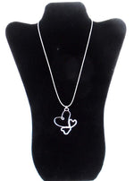 Sterling Silver Heart Pendant With Two Twisted Smaller Hearts - Interchangeable Chain - South Florida Boho Boutique