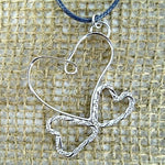 Sterling Silver Heart Pendant With Two Twisted Smaller Hearts - Interchangeable Chain - South Florida Boho Boutique