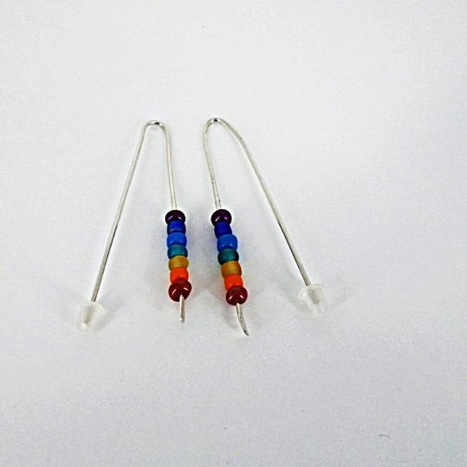 Sterling Silver Chakra Earrings With Glass Beads - South Florida Boho Boutique